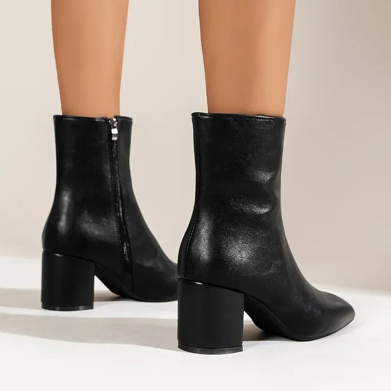 Begoña | Botines de mujer con tacón ancho y cremallera lateral