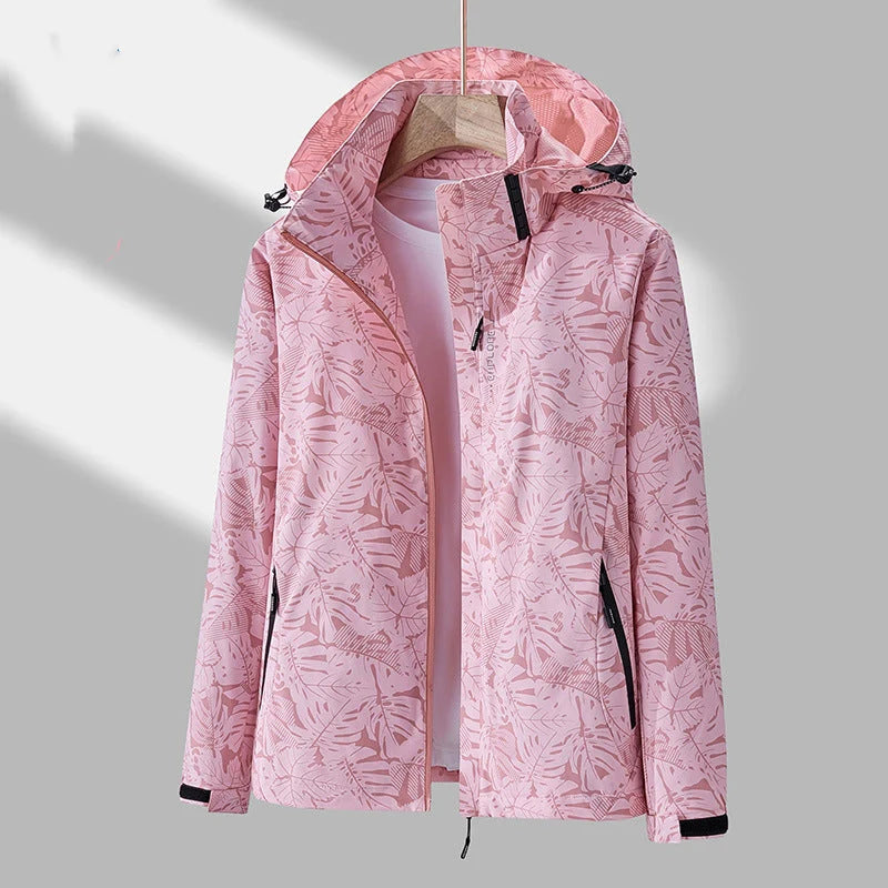 Lara | Elegante chaqueta de mujer estampada con capucha para exteriores