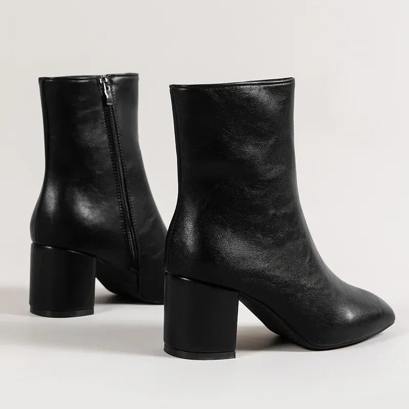 Begoña | Botines de mujer con tacón ancho y cremallera lateral