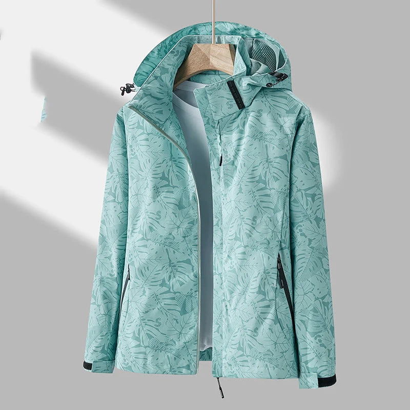 Lara | Elegante chaqueta de mujer estampada con capucha para exteriores