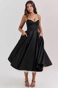 Edurne – Vestido midi de cóctel elegante para fiestas y eventos