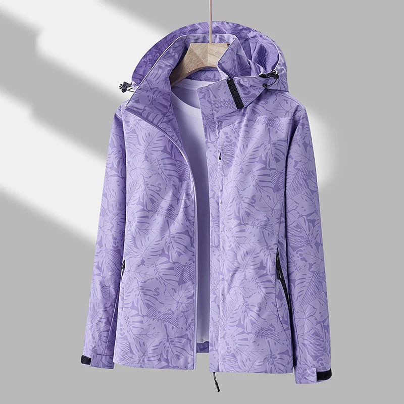 Lara | Elegante chaqueta de mujer estampada con capucha para exteriores
