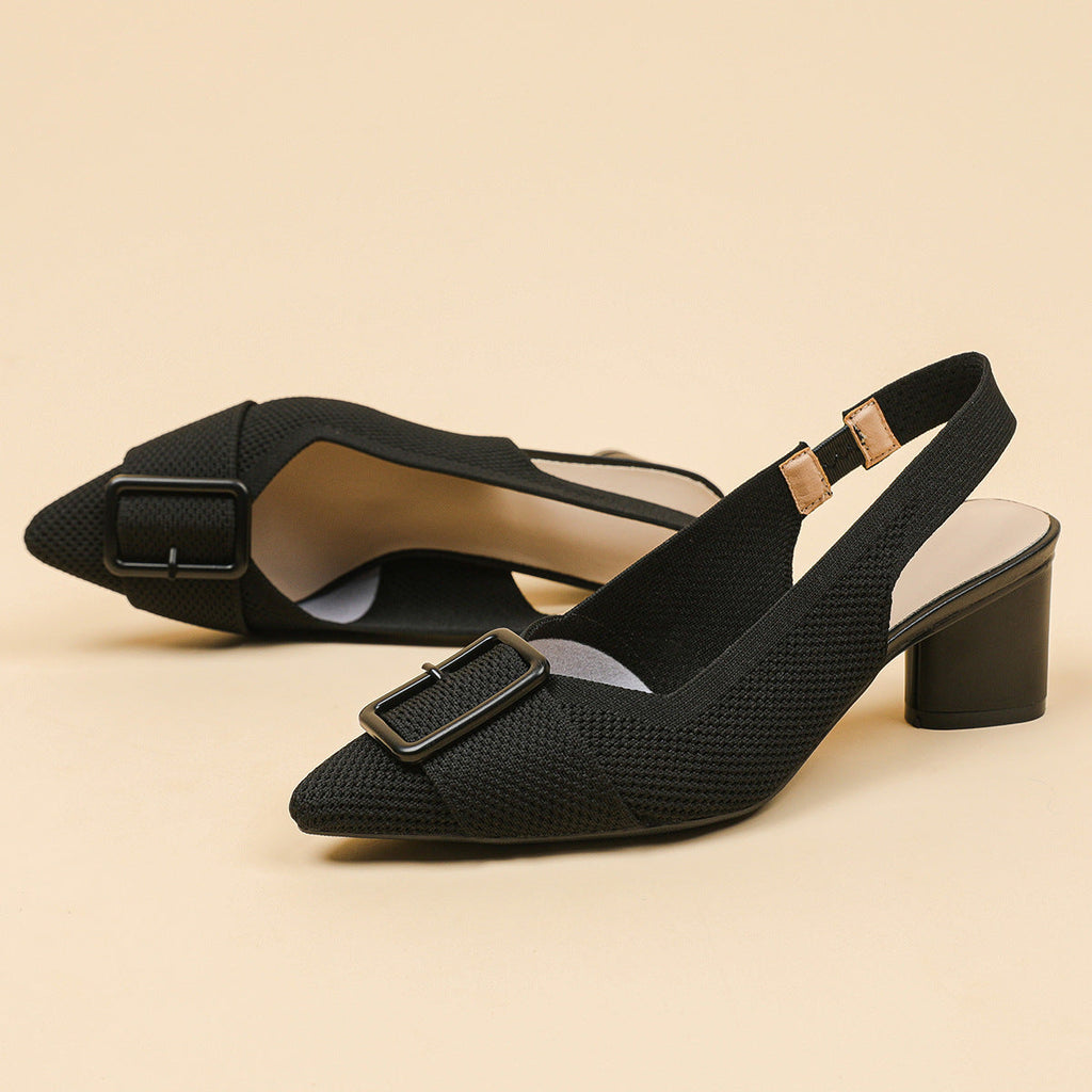 Mae | Sandalias de tacón grueso con punta cerrada y hebilla elegante para mujer
