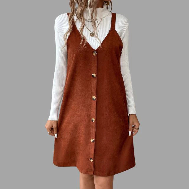 Teresa | Vestido de pana con tirantes y detalles chic