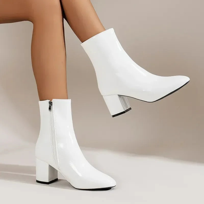 Begoña | Botines de mujer con tacón ancho y cremallera lateral