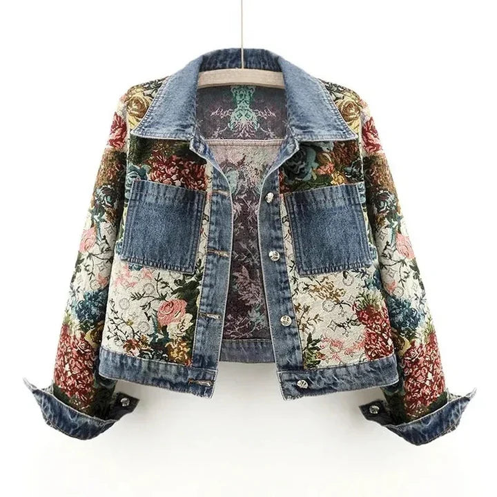 Paula | Chaqueta denim floral moderna