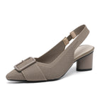 Mae | Sandalias de tacón grueso con punta cerrada y hebilla elegante para mujer