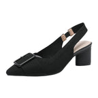 Mae | Sandalias de tacón grueso con punta cerrada y hebilla elegante para mujer