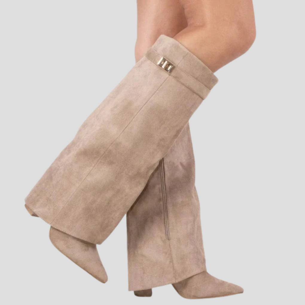 Soledad | Botas Altas con Tacón de Bloque y Solapa