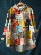 Ylenia | Camisa oversize de algodón con estampado artístico