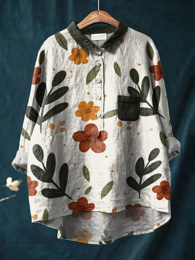 Ylenia | Camisa oversize de algodón con estampado artístico
