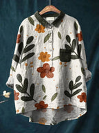 Ylenia | Camisa oversize de algodón con estampado artístico
