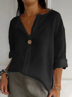 Tábata | Blusa elegante con escote en V y corte relajado – ligera, moderna y versátil