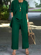Olaia | Conjunto elegante de 3 piezas para mujer con blazer, top y pantalón