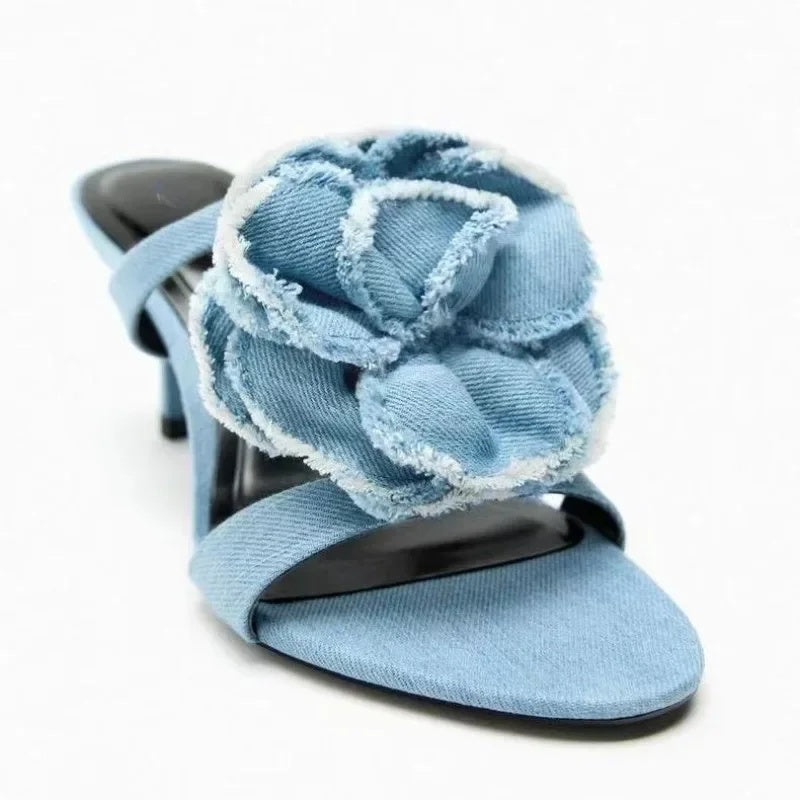 Cosmo | Sandalias Tacón Alto Mujer con Flor Decorativa Elegantes y Versátiles