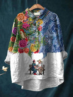 Ylenia | Camisa oversize de algodón con estampado artístico
