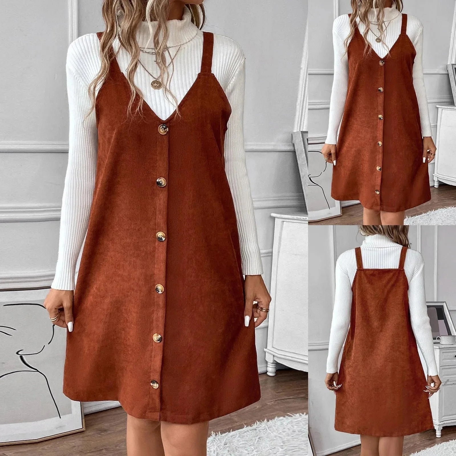 Teresa | Vestido de pana con tirantes y detalles chic