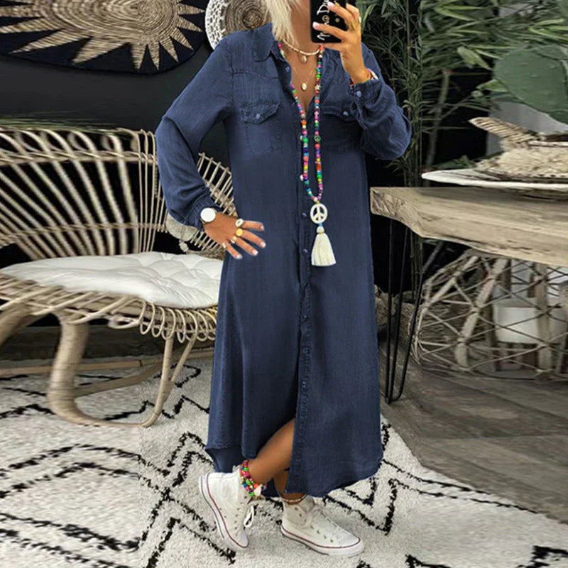 Sofia | Vestido vaquero de color liso mujer