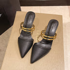 Senna | Sandalias Tacón Grueso Mujer Elegantes con Punta Cerrada y Pulsera