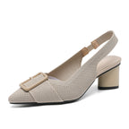 Mae | Sandalias de tacón grueso con punta cerrada y hebilla elegante para mujer