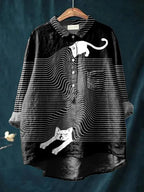 Ylenia | Camisa oversize de algodón con estampado artístico