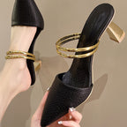 Senna | Sandalias Tacón Grueso Mujer Elegantes con Punta Cerrada y Pulsera
