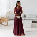Elena | Vestido largo liso de estilo femenino