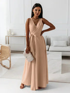 Elena | Vestido largo liso de estilo femenino