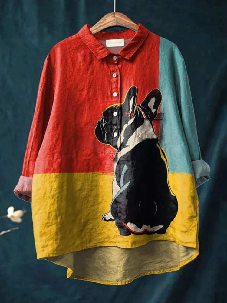 Ylenia | Camisa oversize de algodón con estampado artístico
