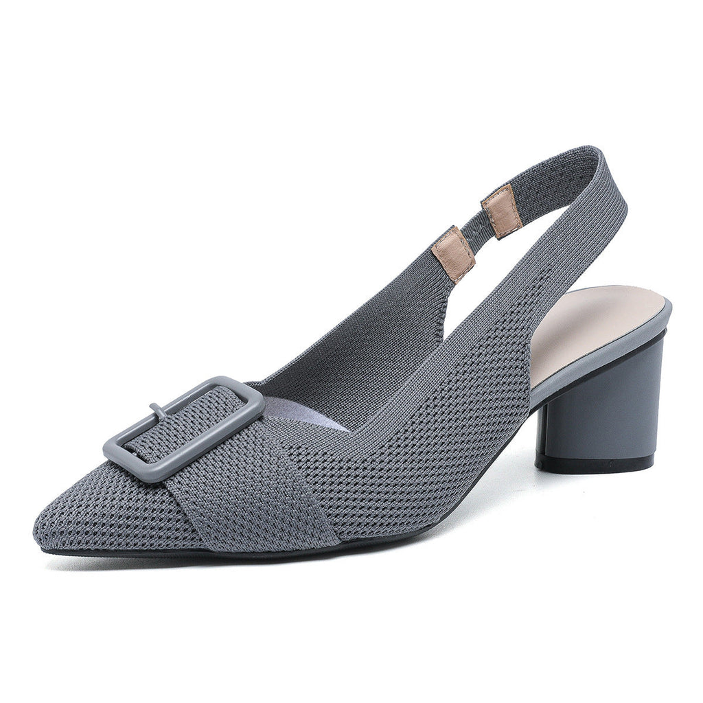 Mae | Sandalias de tacón grueso con punta cerrada y hebilla elegante para mujer