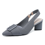 Mae | Sandalias de tacón grueso con punta cerrada y hebilla elegante para mujer