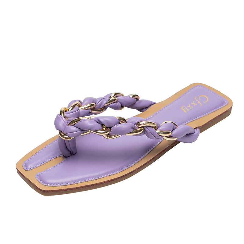 Ava | Sandalias Planas Mujer Verano con Cadenas Decorativas Estilo Playa