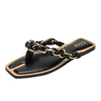 Ava | Sandalias Planas Mujer Verano con Cadenas Decorativas Estilo Playa