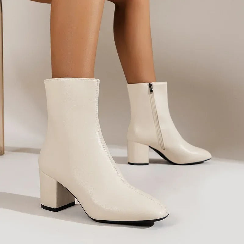 Begoña | Botines de mujer con tacón ancho y cremallera lateral