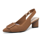 Mae | Sandalias de tacón grueso con punta cerrada y hebilla elegante para mujer