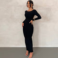 Tarsila | Vestido elegante de invitada con espalda descubierta y manga larga