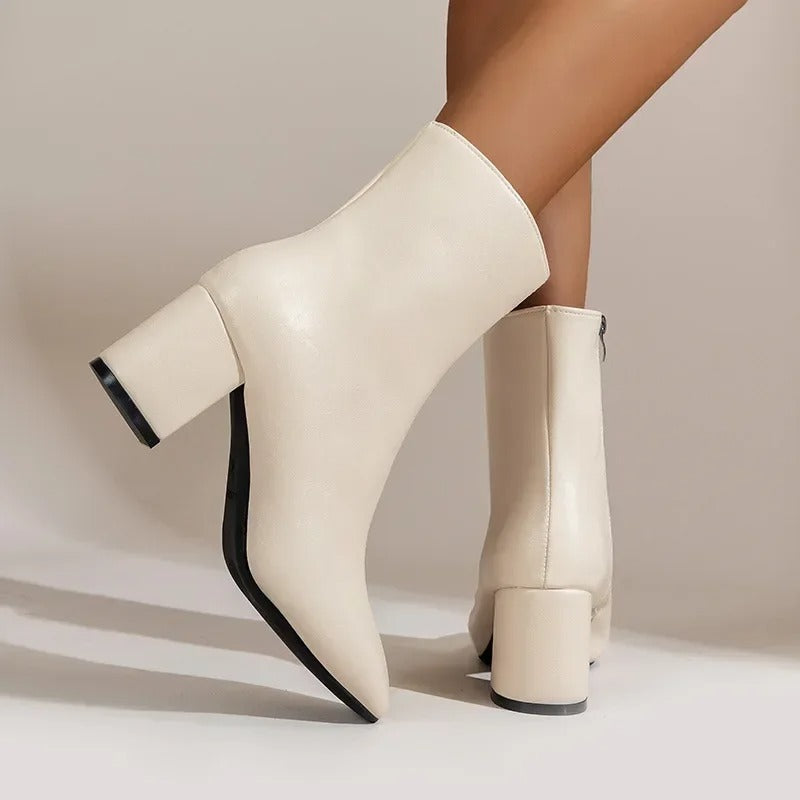 Begoña | Botines de mujer con tacón ancho y cremallera lateral