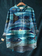 Ylenia | Camisa oversize de algodón con estampado artístico