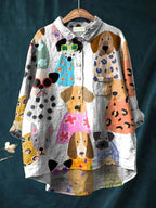 Ylenia | Camisa oversize de algodón con estampado artístico
