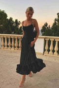 Valeriah | Vestido largo con volantes y escote en V – invitada perfecta