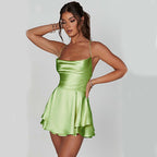 Aroa | Vestido corto de satén con espalda descubierta – elegante y sensual