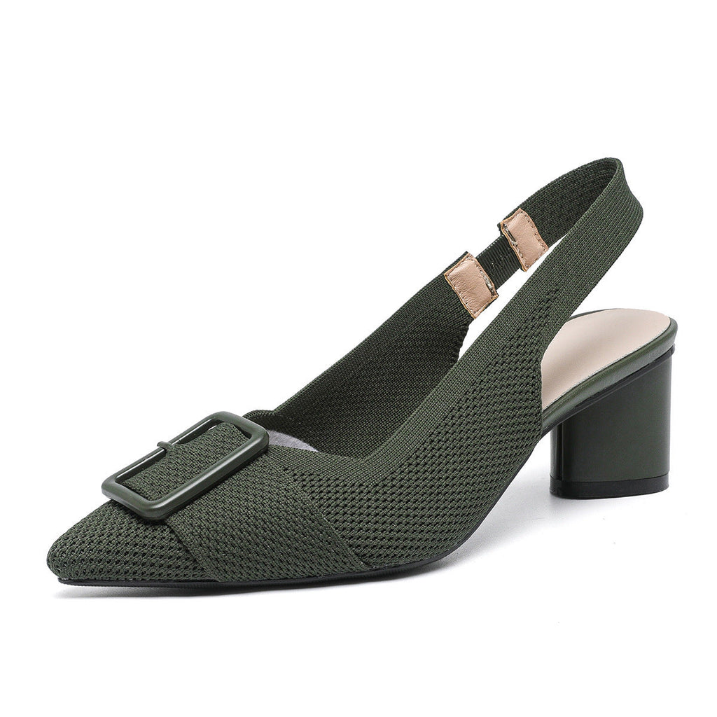 Mae | Sandalias de tacón grueso con punta cerrada y hebilla elegante para mujer
