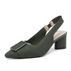 Mae | Sandalias de tacón grueso con punta cerrada y hebilla elegante para mujer