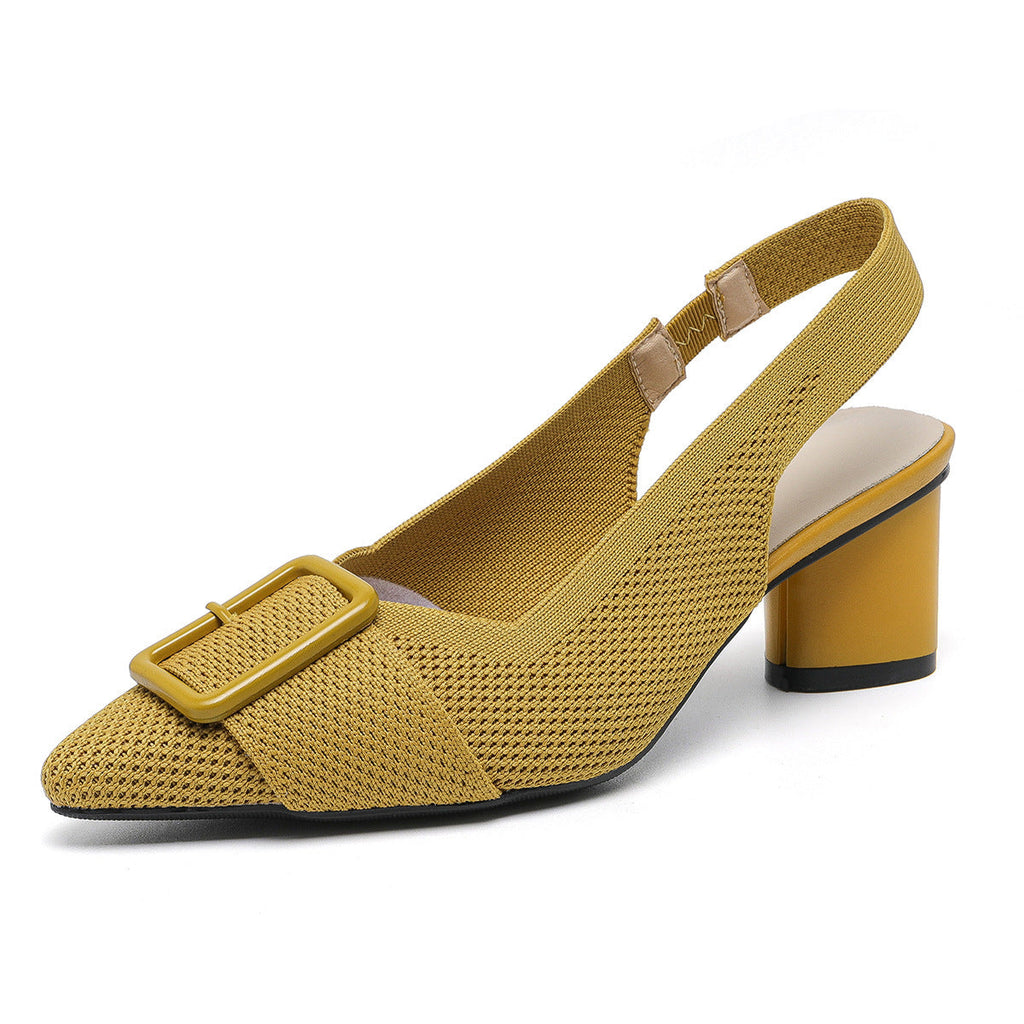 Mae | Sandalias de tacón grueso con punta cerrada y hebilla elegante para mujer