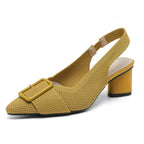 Mae | Sandalias de tacón grueso con punta cerrada y hebilla elegante para mujer