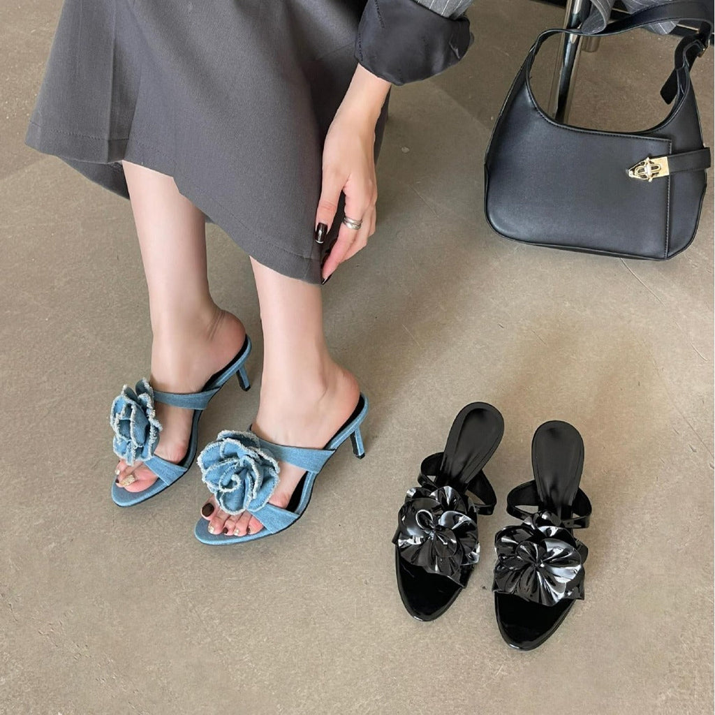 Cosmo | Sandalias Tacón Alto Mujer con Flor Decorativa Elegantes y Versátiles