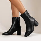 Begoña | Botines de mujer con tacón ancho y cremallera lateral