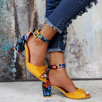 Celia | Sandalias tacón ancho mujer con pulsera y punta abierta cómodas
