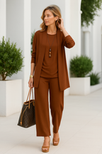 Olaia | Conjunto elegante de 3 piezas para mujer con blazer, top y pantalón