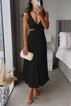 Irene | Vestido maxi plisado para mujer, elegante y fluido